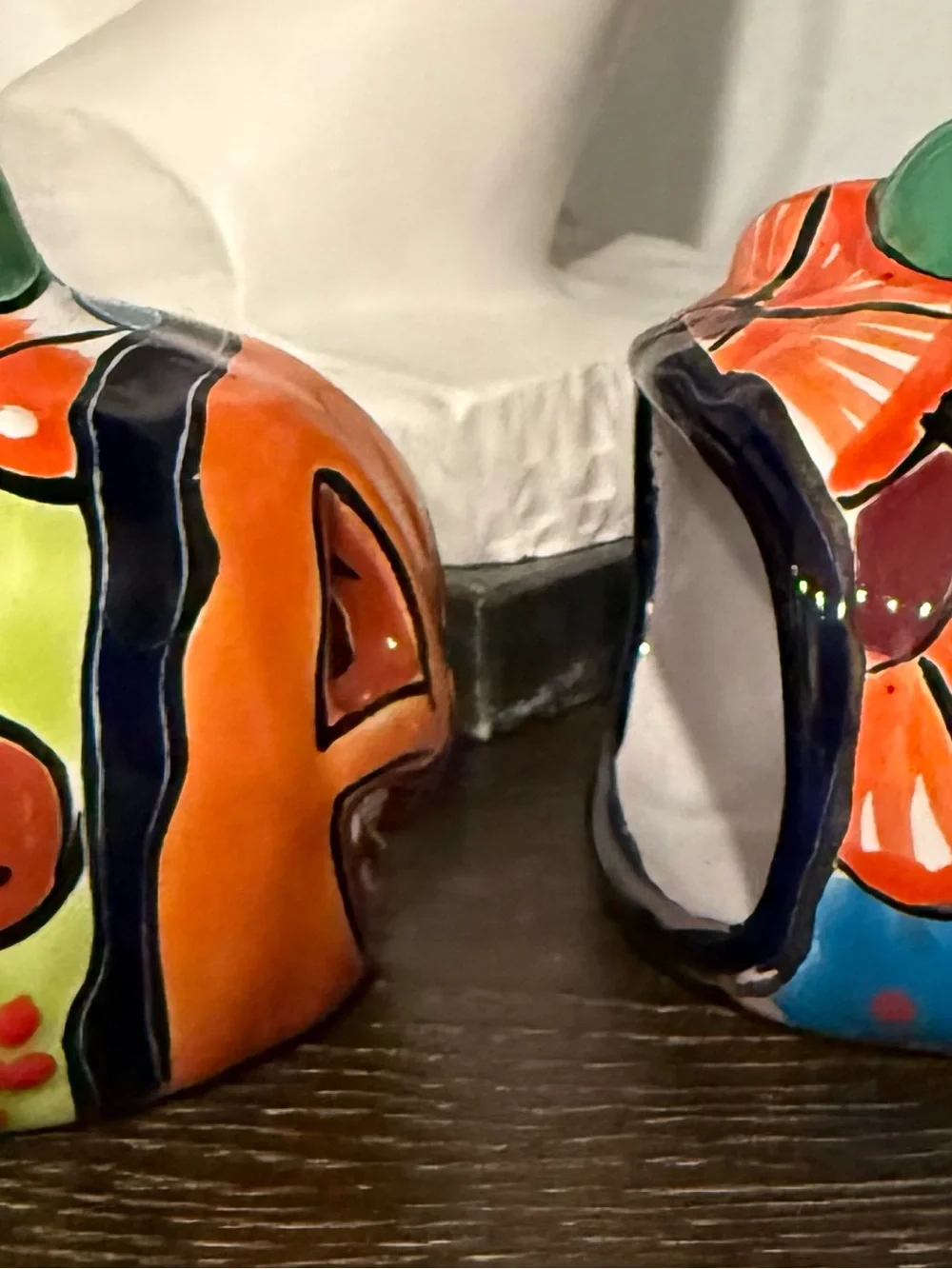 Authentic Talavera Hand-Painted 3.5” Ceramic Jack-O'-Lantern Pair